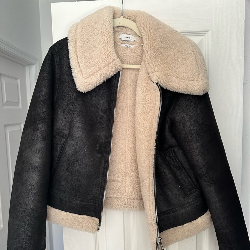 Mango fleece-lined faux-suede jacket